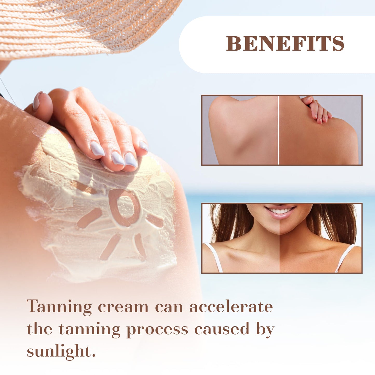 Tanning Cream, Outdoor Suntanning Milk Wheat Tan Bodybuilding Natural Skin Moisturizes And Hydrates