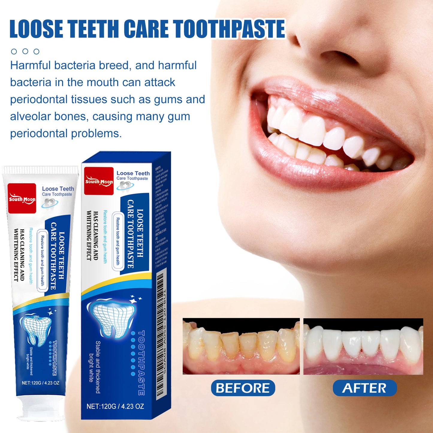 Loose Teeth Care Toothpaste, Freshen Breath Prevent Cavities Gum Care White Teeth Toothpaste