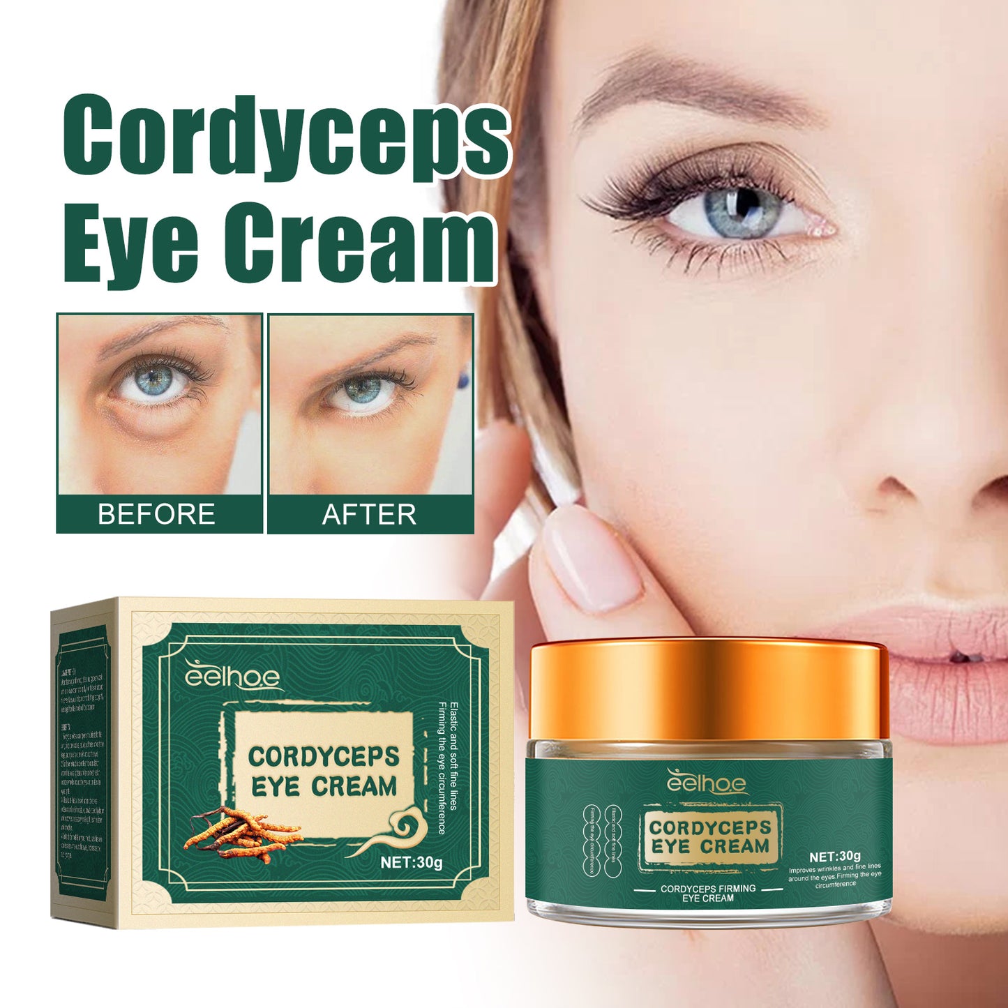 Cordyceps Eye Cream, Anti-wrinkle Hydrating Brightening Care Eye Cream