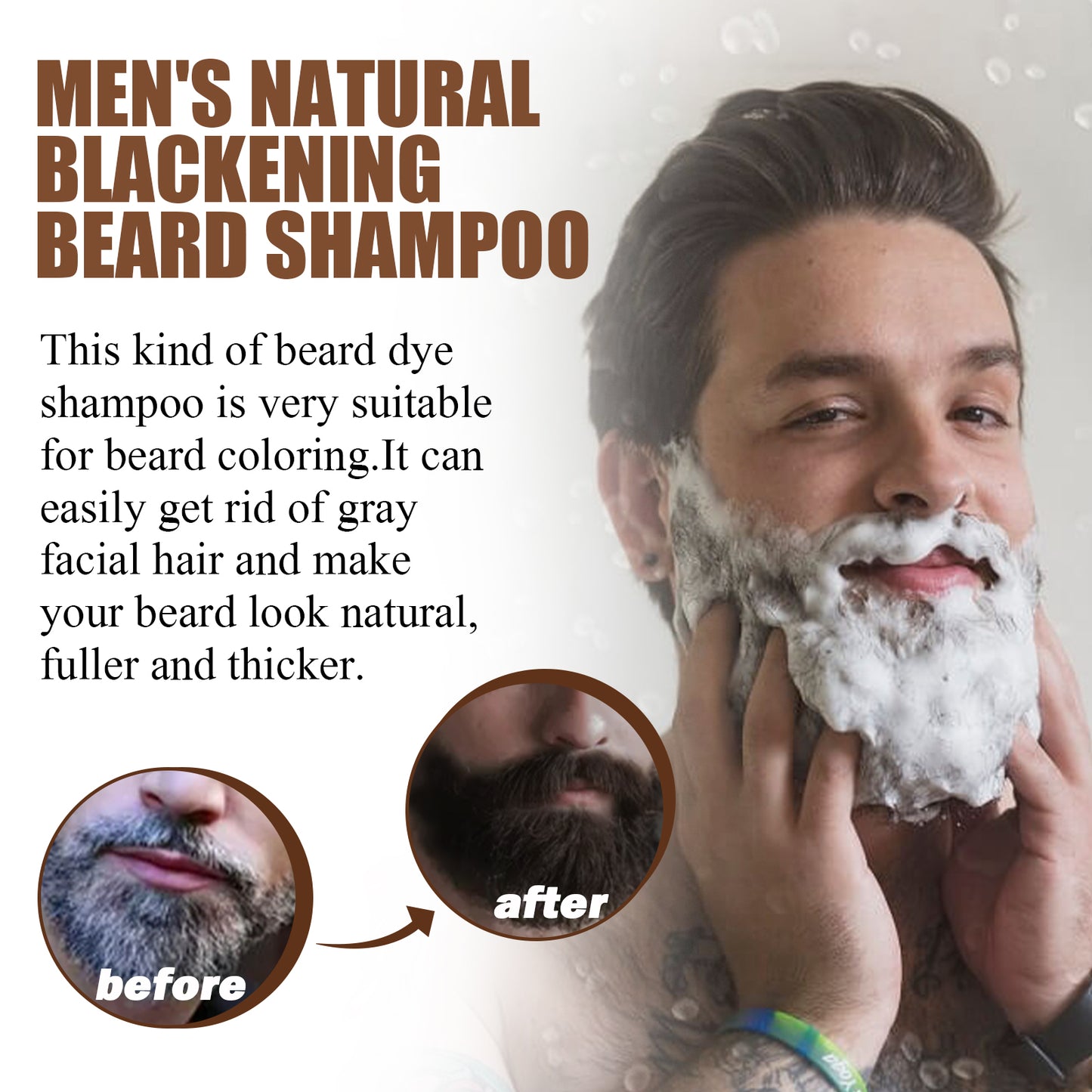 Shampoo Men's Hair Cleansing Moisturizing Massage Treatment Smoothing Dark Hair Shampoo