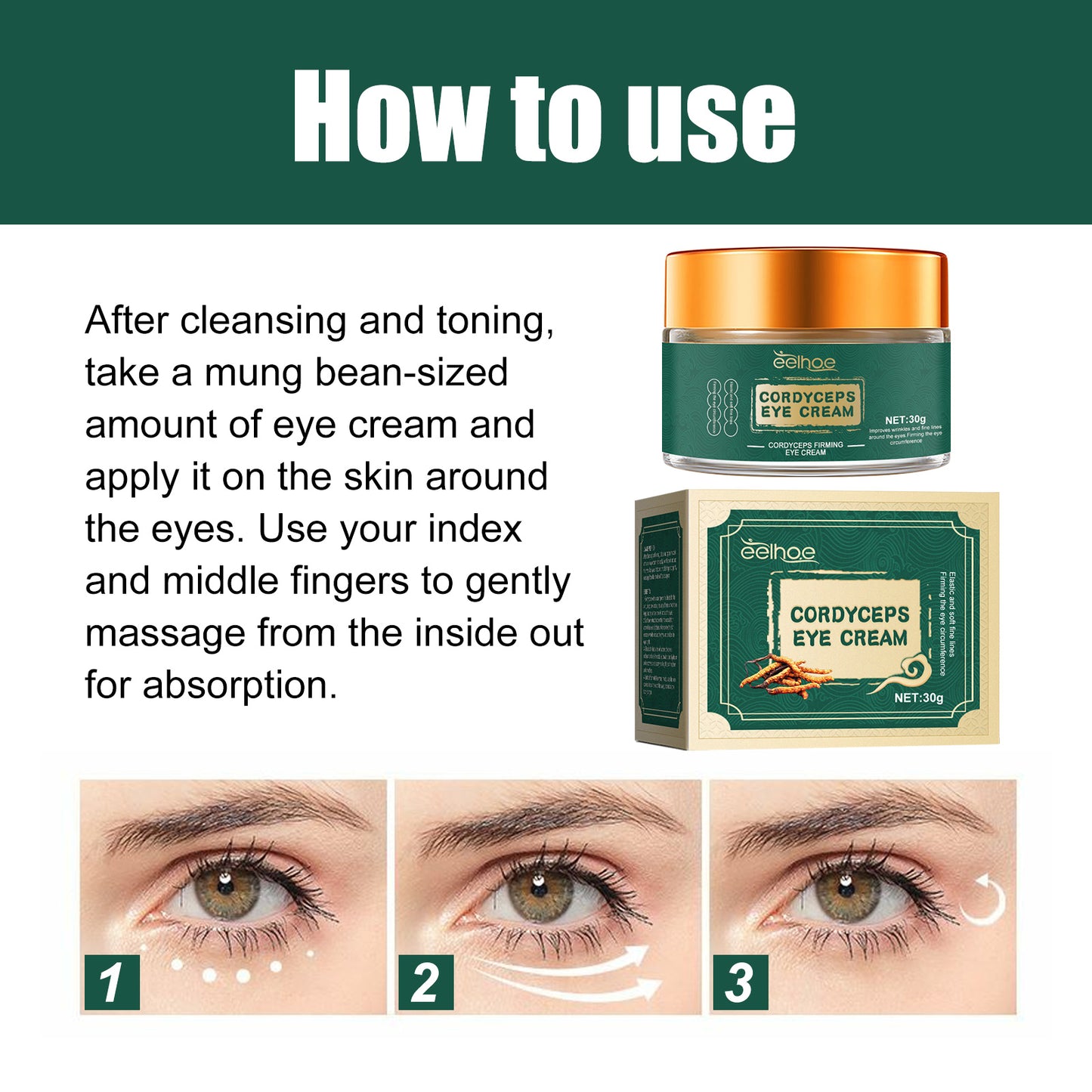 Cordyceps Eye Cream, Anti-wrinkle Hydrating Brightening Care Eye Cream